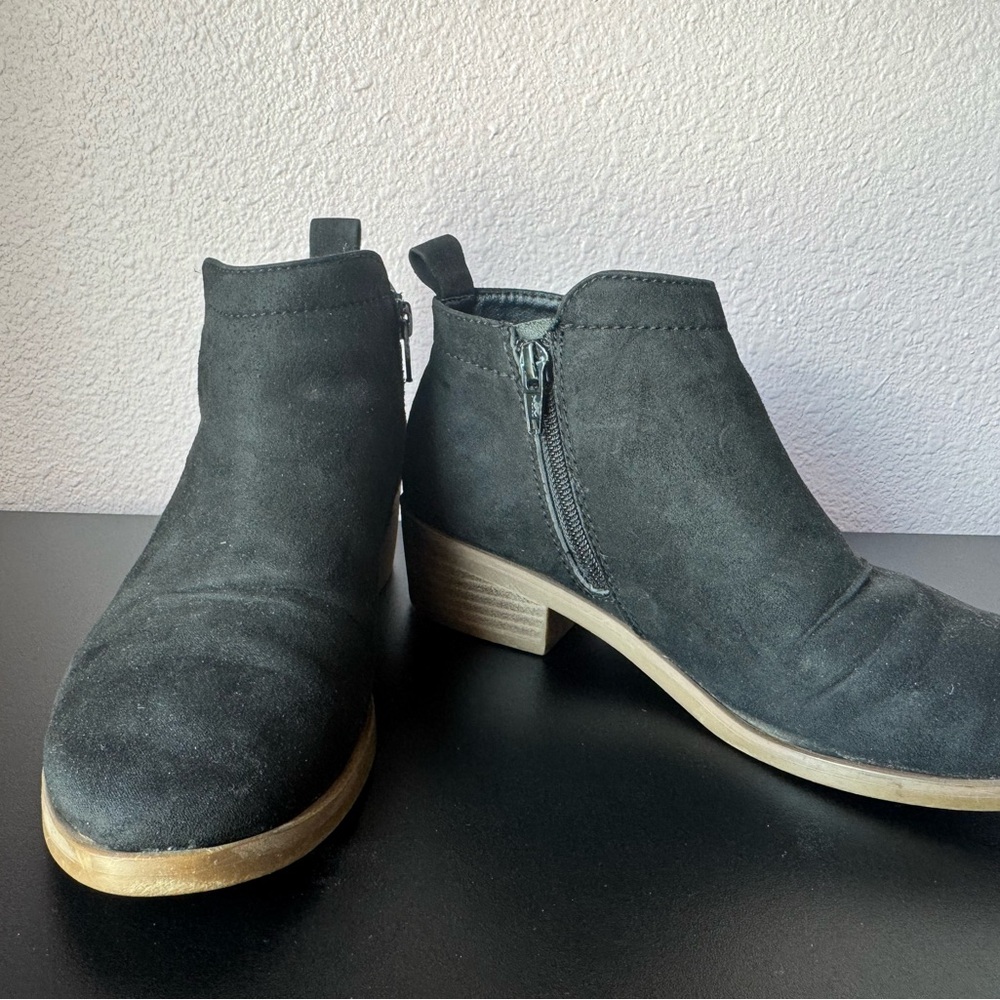 Time and Tru Black Suede Ankle Booties